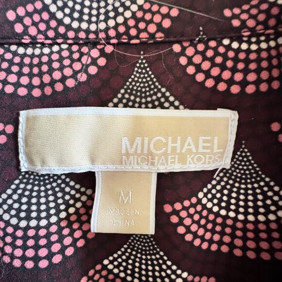 MICHAEL Michael Kors Blouse Women’s M Burgundy Purple Geometric Full Zip - Picture 12 of 12